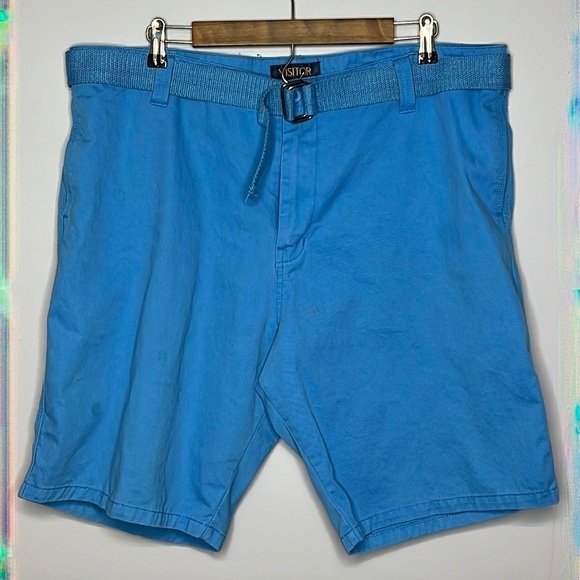 VISITOR BLUE SIZE 40 FLAT FRONT COTTON SHORTS - Picture 1 of 6